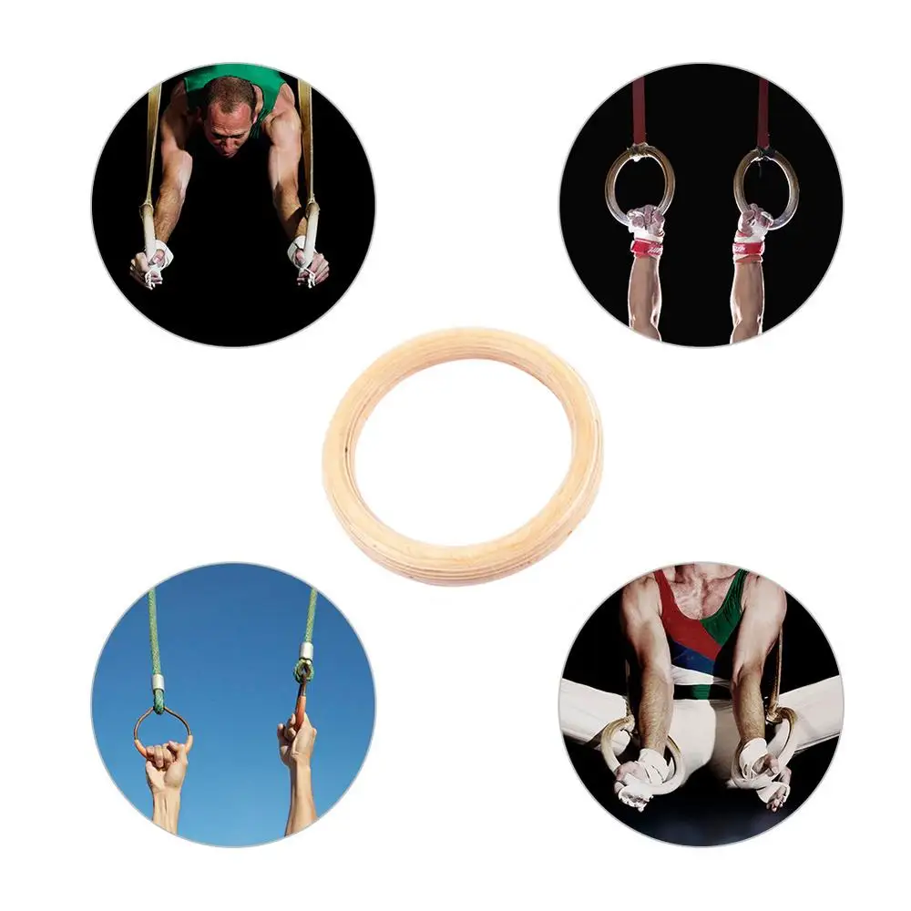 Description Picture 2 of item32/28mm Birch Fitness Rings Gymnastics Wooden Adjustable Exercise Training Ring 28/32 MM Rings (Lifting Rope Is Not Included)