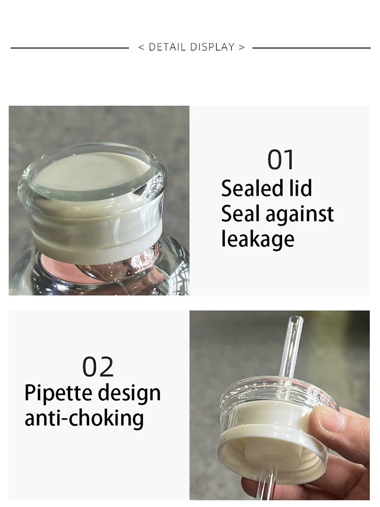 Bouteille en verre transparente avec indicateur de temps