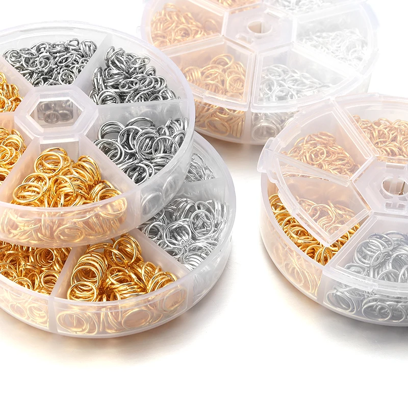 1200pcs/Box DIY Jewelry Findings Material Jump Ring Boxes Set Split Ring Connector for DIY Necklace Crafts Jewelry Making Kits