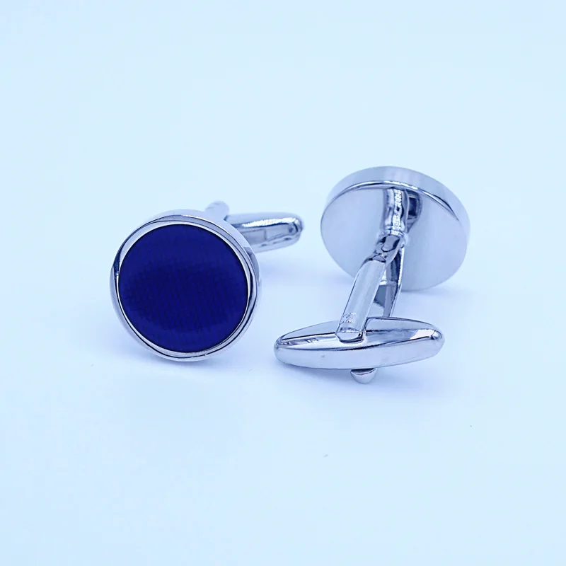 Blue Enamel Cufflinks Set Round Button Men's Accessory Fashion Jewelry French Shirt Cuff Links for Men Gift