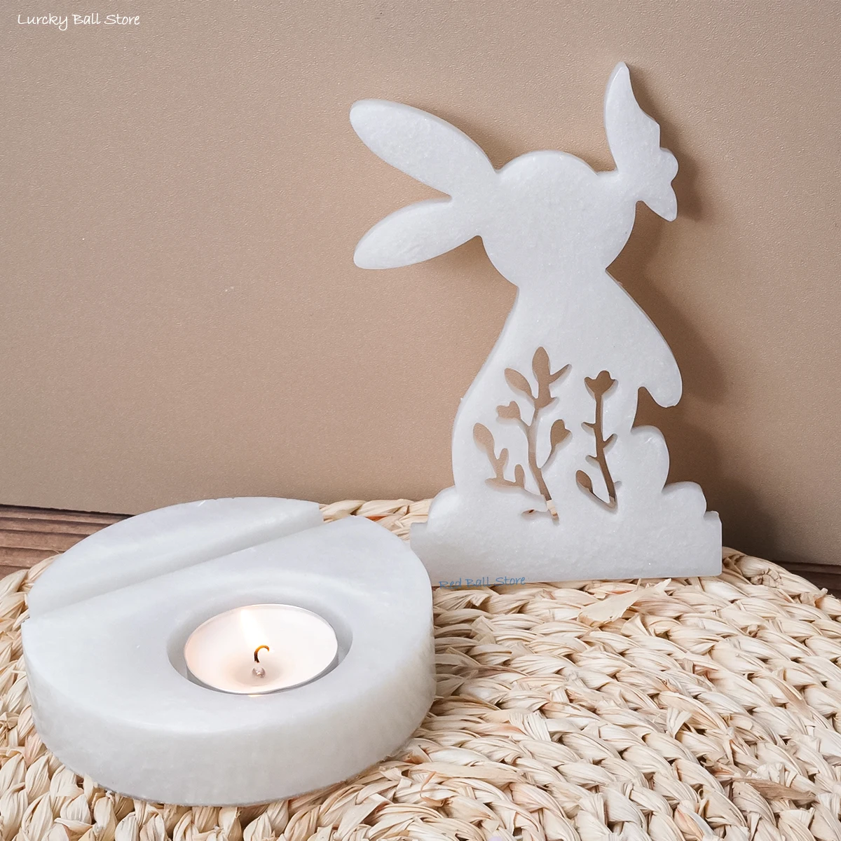 Easter Rabbit Candle Holder Silicone Mold Rabbit Kiss Butterfly Candlestick Mould DIY Aromatherapy Gypsum Resin Home Decoration silicone mold