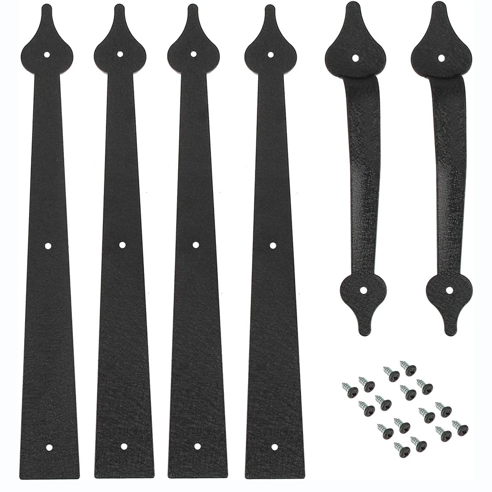 Lwzh-alça de Metal para Portão de Garagem Conjunto de Maçanetas Ferragens Decorativas para Transporte Acentos Pretos Alças Dobradiças