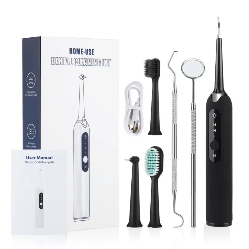 Strumento Di Pulizia Orale A 3 Velocità Per Uso Domestico Portatile Sonic Electric Tooth Scaler Per Inviare Set Di Testine Di Ricambio