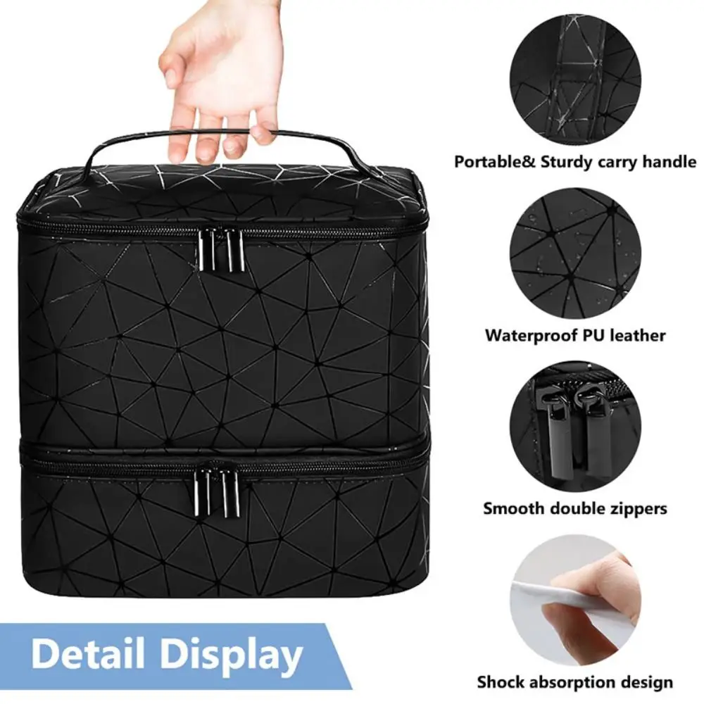 30 Grids Nail Organizer Makeup Bag Cosmetic Manicure Case Professional Double Layer Design Nail Polish Gel Handbag with Handle 3