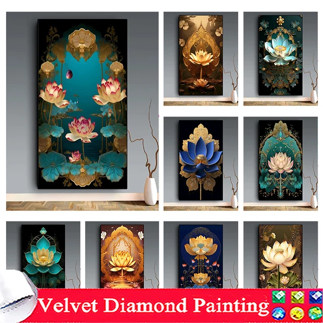 DIY 5D Diamond Painting Lifelike Lotus Flower Picture Mosaic Art Diamond Embroidery Cross Stitch Kits Home Decoration