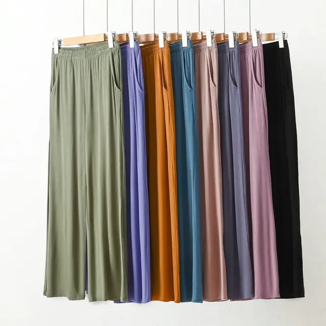 XL to 8XL Modal Pocket Loose Pants Spring summer Casual Wide Leg Pants solid color High Elastic Large size Trousers Homewear