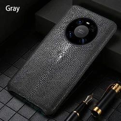 Premium Genuine Stingray Leather Phone Case - Elegant and Durable Design for Pura 90sPro (Grey)
