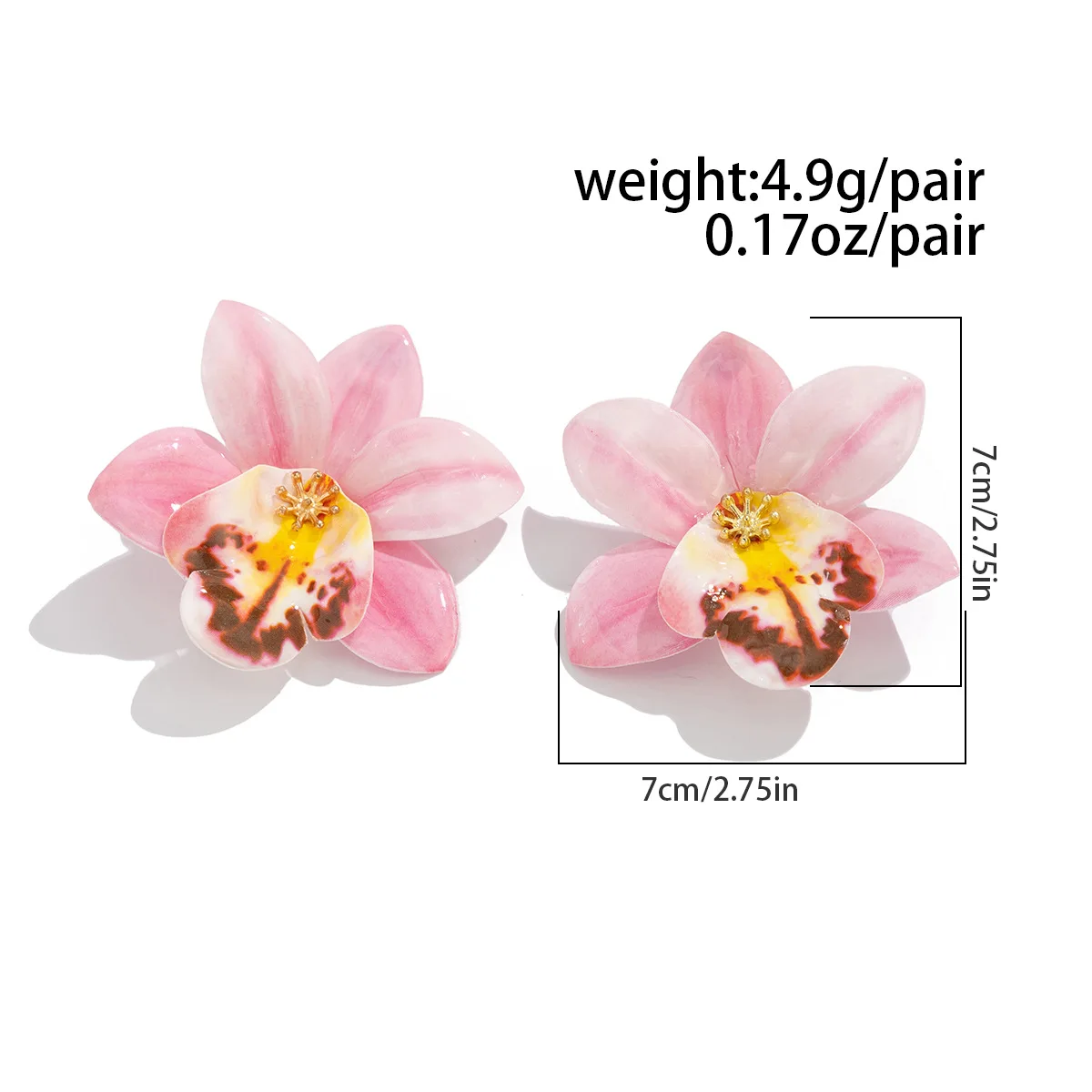 INS Hot Sale Multicolour Artificial Flower Stud Earrings Exaggerate Oversize Waterproof Ear Studs for Women Bohemian Beach Style
