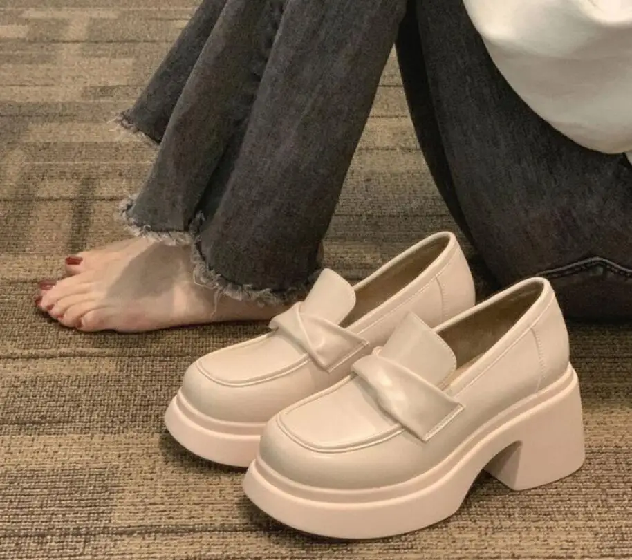 Autumn Spring Fashion Platform High-heeled Shoes Women Shallow Slip On Shoes Pumps Women's Girls Chunky Bottom Shoes Large size