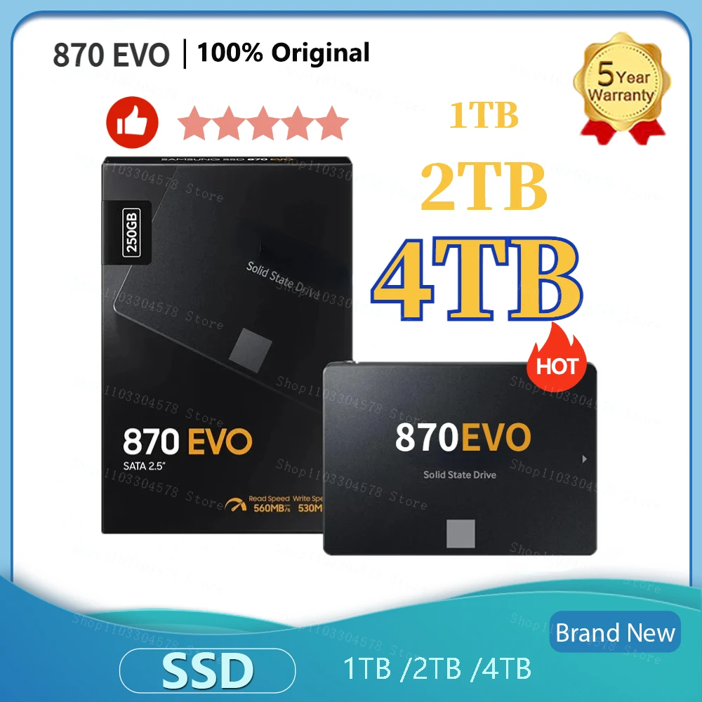 

2023 870 Evo Original SATA III 2.5 Inch Internal Solid State Disk 870 EVO SSD 500G 1TB 2TB 4TB MLC HDD for Laptop Desktop PC PS5