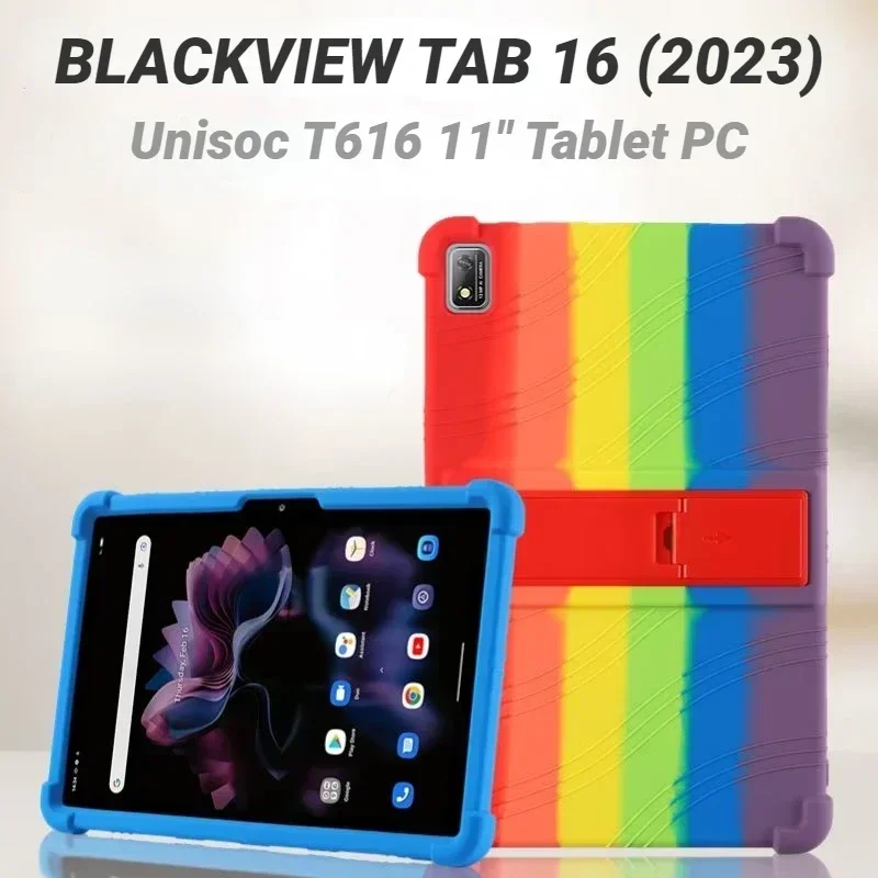 

Cover For Blackview Tab 16 Case Tab16 Kids Safety 11" Tablet PC Kickstand Funda with 4 Shockproof Airbags Soft Silicon