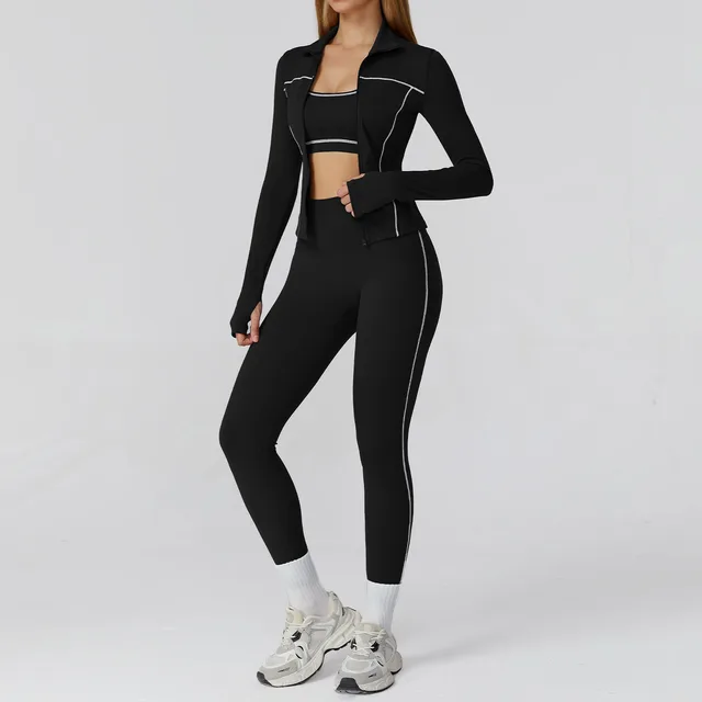 Yoga Set 2/3PCS Sports Outfits Women Clothes Fitness Tracksuit Gym Legging Workout Long Sleeved Female Bra Yoga Suit Sportswear 5