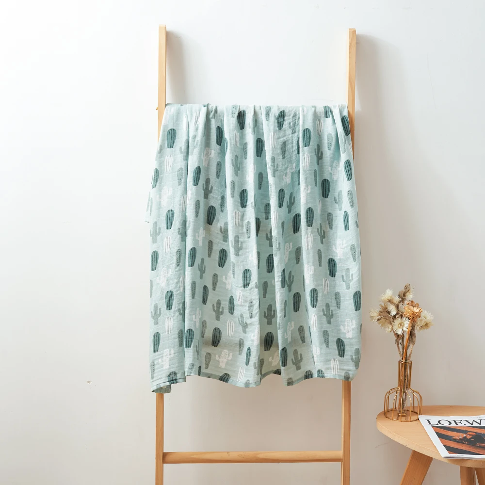HappyFlute Fashion Print One Piece 120*110cm Soft Bamboo Cotton Baby Wrap Travel Newborn Multi-function Swaddle Sleeping Blanket 3