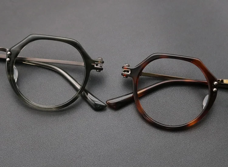 Japanische Vintage Polygon Acetat Titan Brille Rahmen Männer Frauen Retro Ultraleicht Marke Design Brillen Handgemachte Brillen Gafa – Detail 10