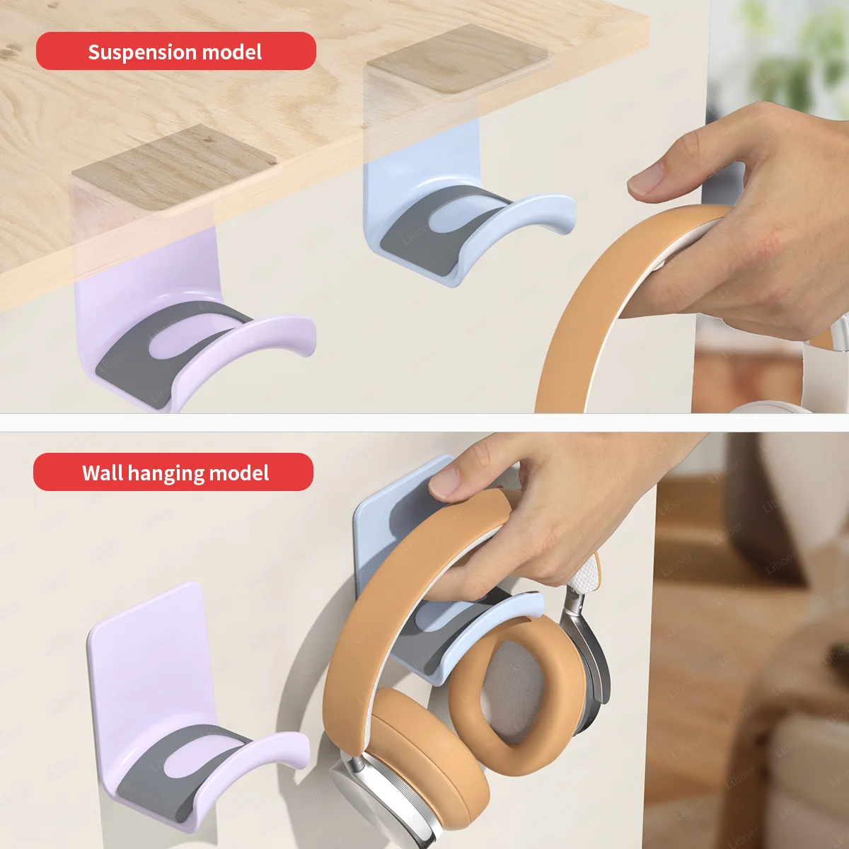 Under Desk Headset Support Headphone Stand Wall Mounted Multi-color Universal thumbnail 12