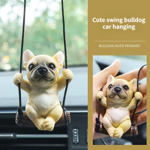 Nette Schaukel Bulldog Auto Innen Dekoration Lustige Hängende Harz Bulldog  Auto Rückspiegel Anhänger für Auto Produkt Zubehör - AliExpress