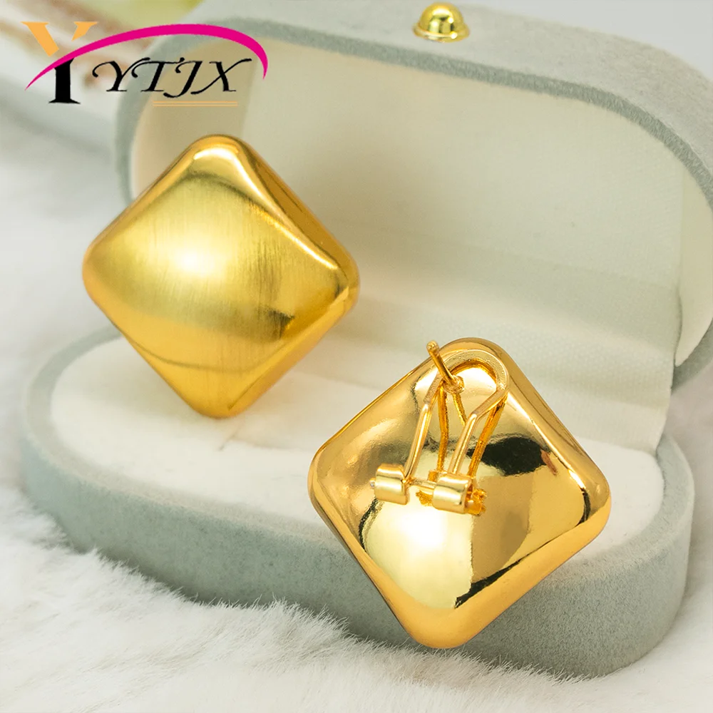 YTJX 18K Goldfarbene Quadratische Ohrringe Klobige Glatte Geometrische Hängeohrringe Gothic Punk Täglicher Schmuck Accessoires 2026 Neu