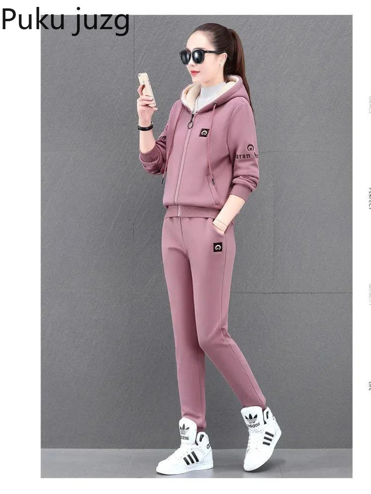 Conjunto de ropa deportiva para mujer, jersey de Color liso, pantalones largos, chándal de moda para otoño e invierno, novedad de 2022| | AliExpress