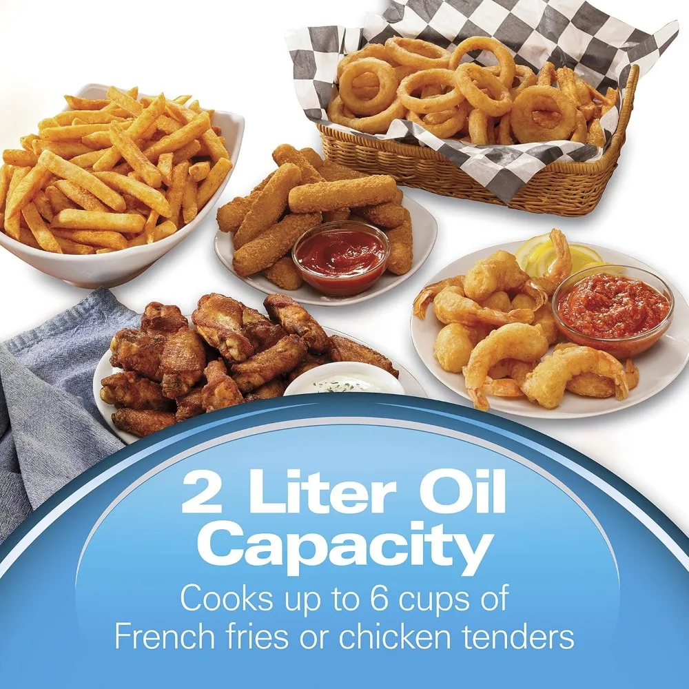 Electric Deep Fryer, Cool Touch Sides Easy to Clean Nonstick Basket, 8 Cups / 2 Liters Oil Capacity, Black,Cool-touch sides 4
