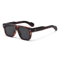 Stylish Vintage Square Unisex Sunglasses with Rivet Design and Gradient UV400 Protection (As shown)