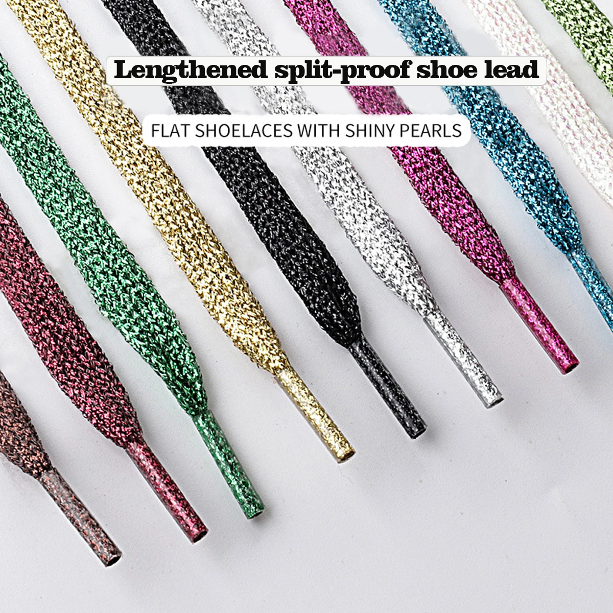 Shoe Laces Glitter Shiny Metallic Sparkling Shimmery Flat Pearly Luster 1 Pair