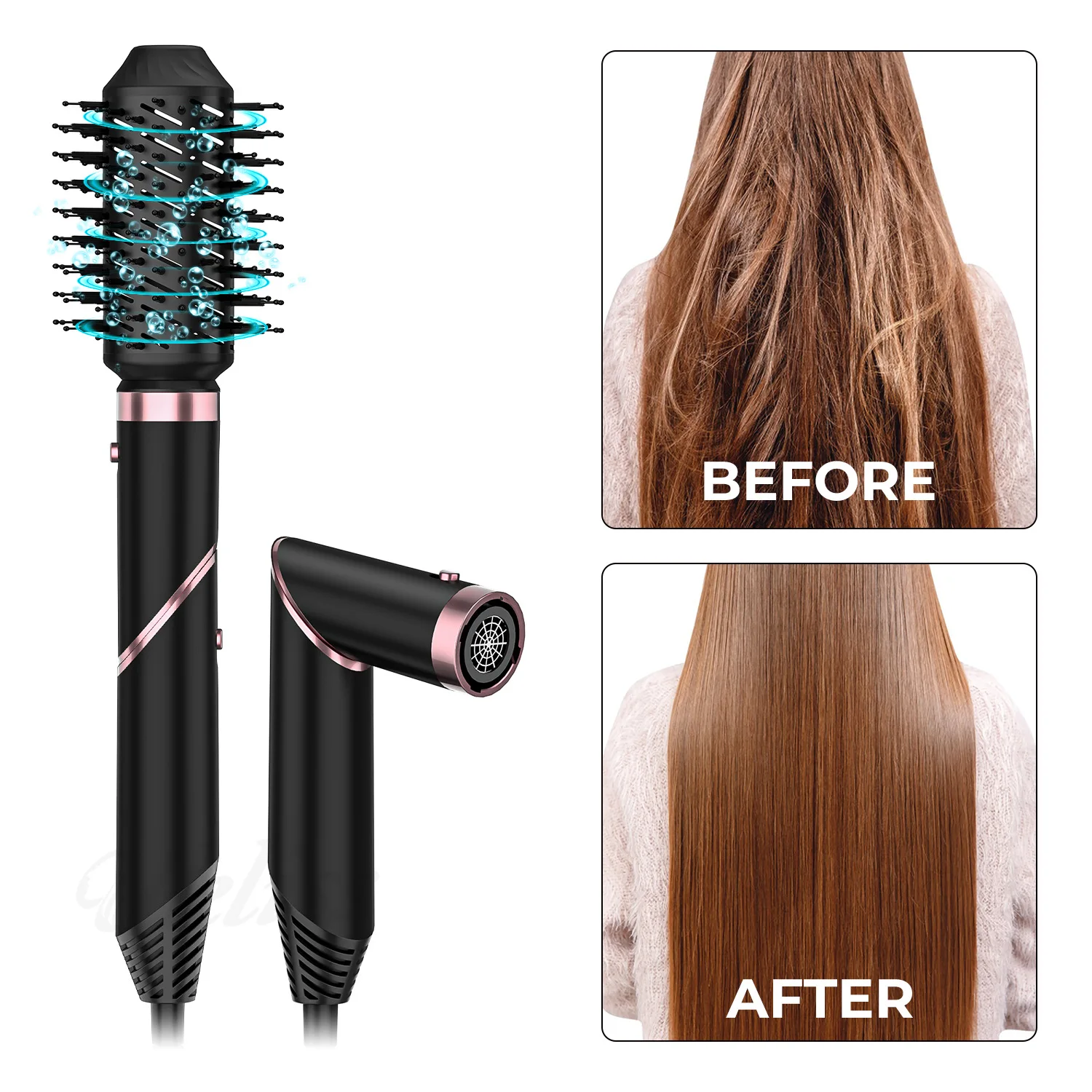 multi-in-one high-speed blower household hot air comb negative ion hair dryer salon high power  haarborstel  расческа для волос 3