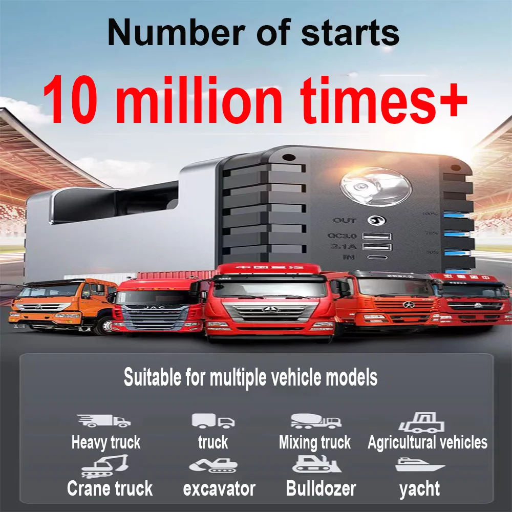 High Portable Task Capacity Heavy Truck Car Booster 8998000MAh 24V Battery Jumping Starter 2000A Top Right Now