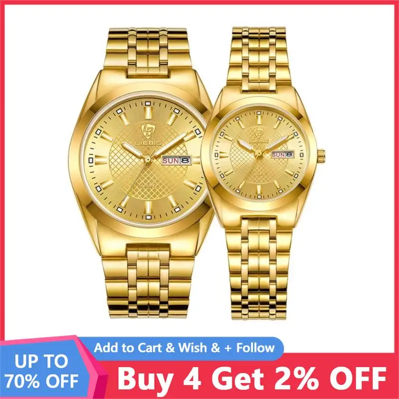 2023 Men's Watches Luxury Quartz Stainless Steel Gold Fashion Watch Date 3Bar Waterproof Women Clock Relogio Masculino L1020 olevs couple watches luminous calendar date luxury quartz clock waterproof fashion diamond men women watch relogio masculino