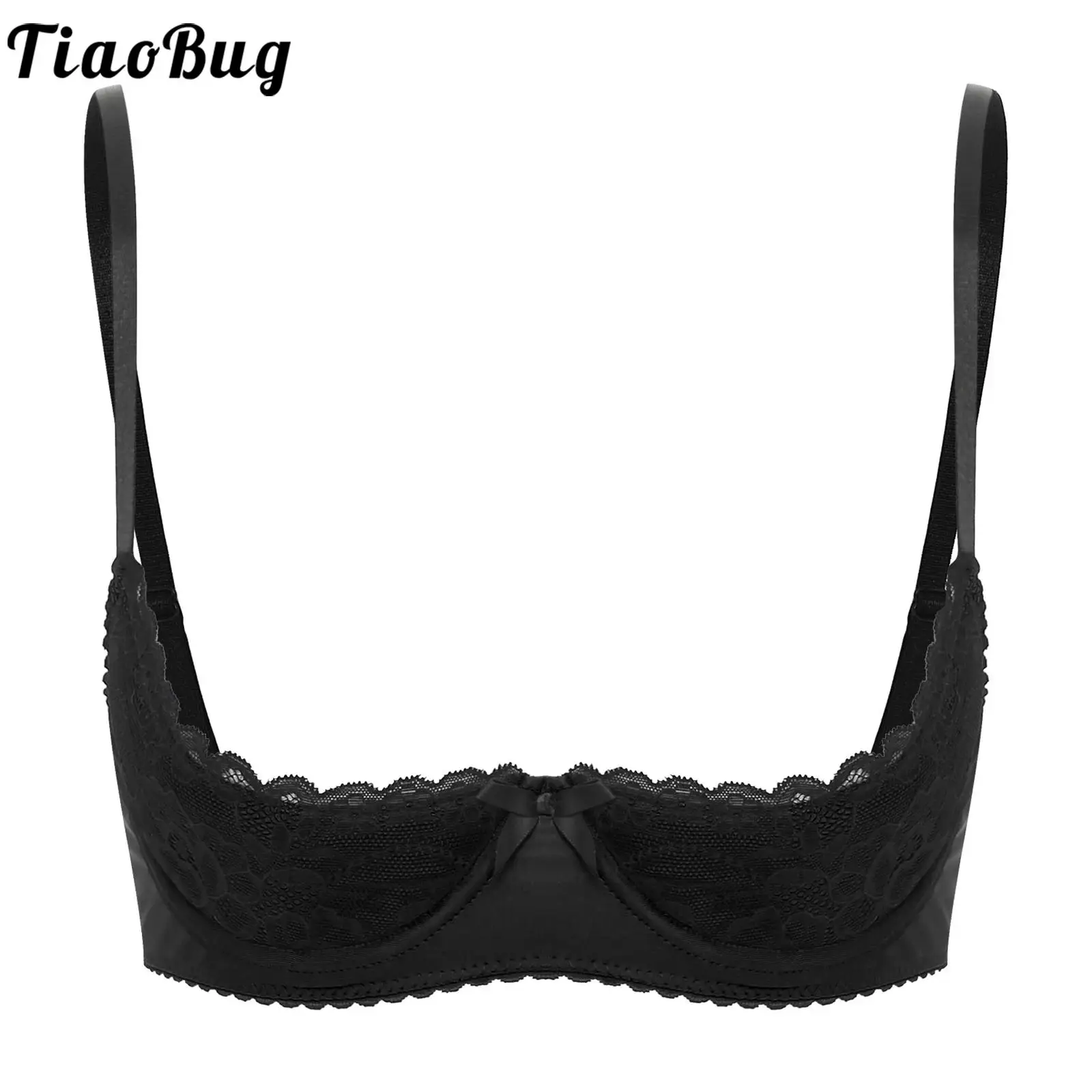 

Sexy Lace Bra Women's Lingerie Underwire Half Cup Push Up Brassiere Hot Bra Underwear Bare Exposed Breast Underwire Brassiere