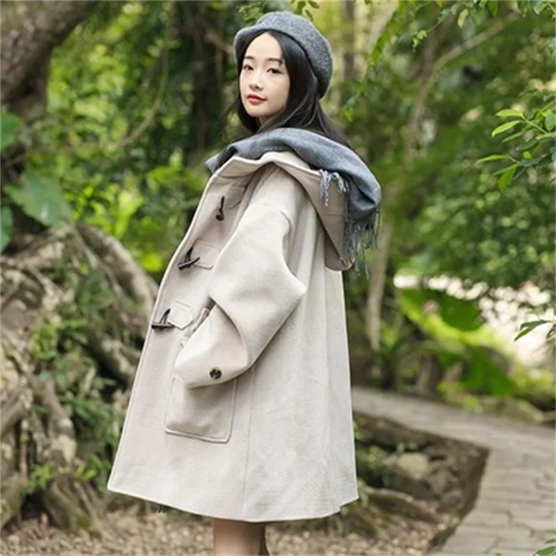 

Off-season Clearance Woolen Coat 2022 Female Autumn and Winter New Mid-length Student Temperament Small Nizi Coat Thickened Coat