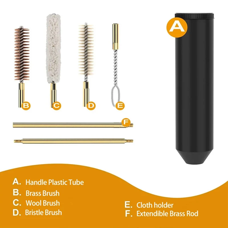7pcs/set Gun Cleaning Kit Professional Gun Cleaning Kit Hand Gun Rod Brush Hunting Bore Gleaning Tools Multipurpose 9mm Pocket Size Pistol