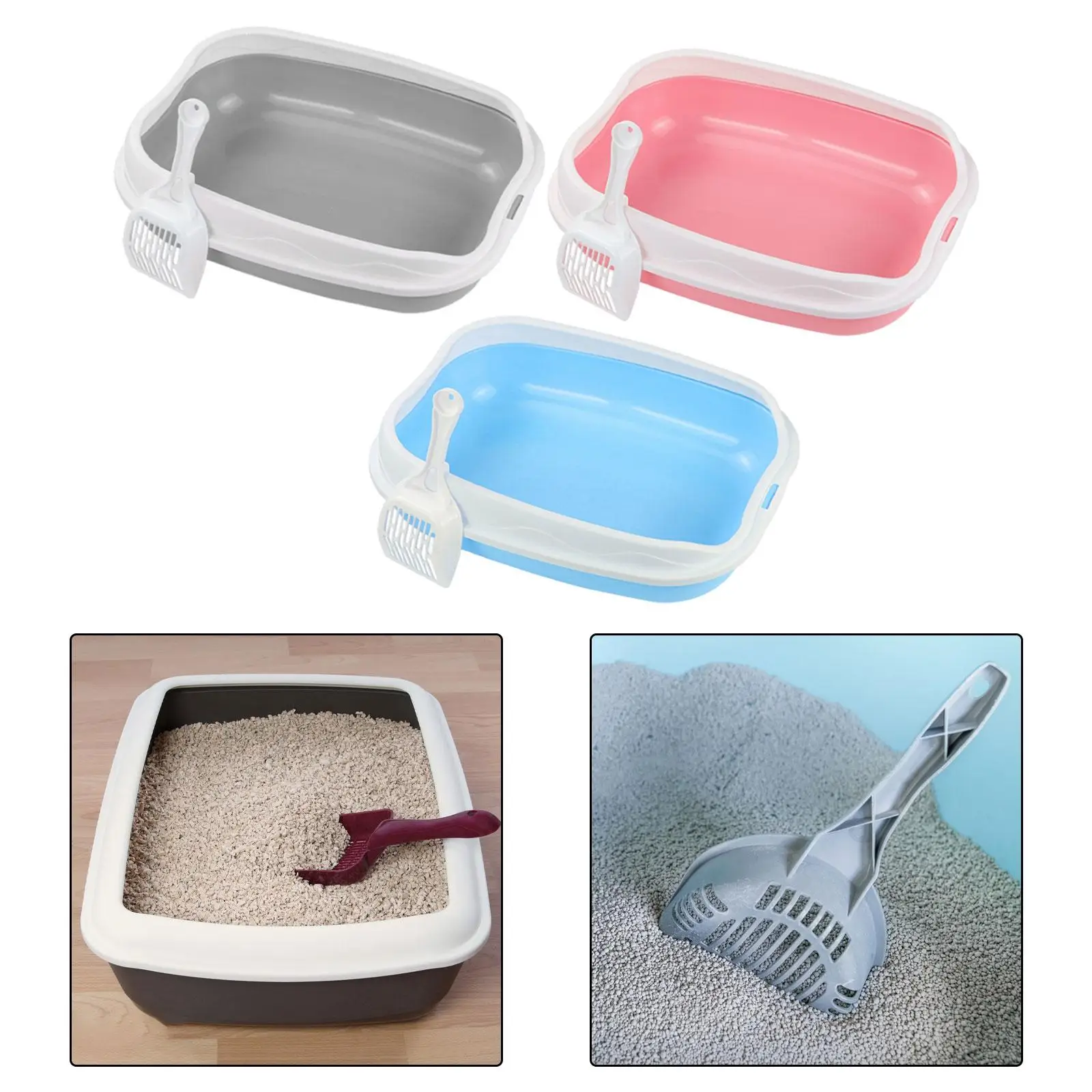Cat Litter Box Cat Sandbox Pet Bedpan for Small Animals Semi Closed Cat