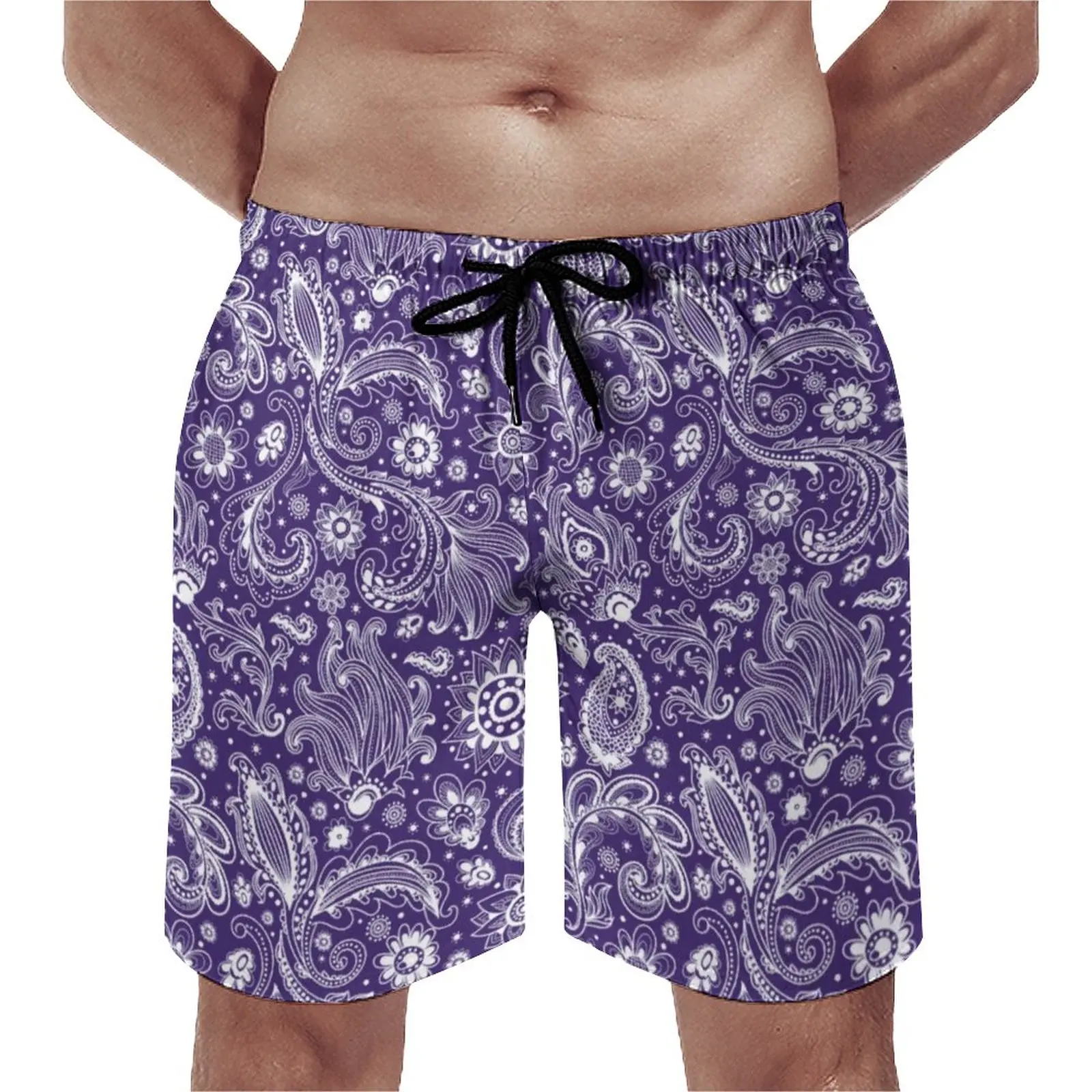 Floral-Paisley-Board-Shorts-Draw-String-Oversize-Board-Short-Blue-Boho ...