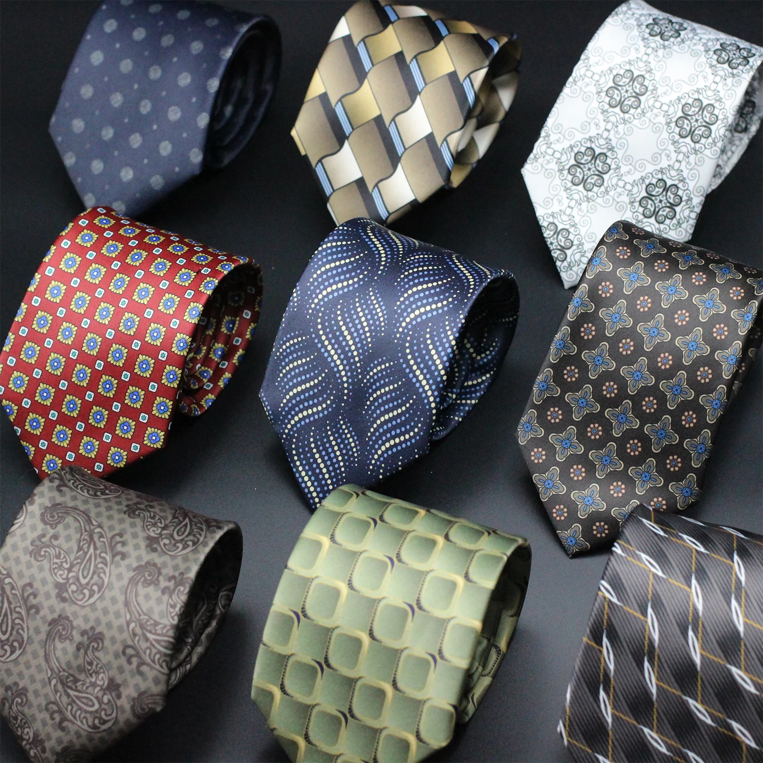 

High Quality Soft Silk Tie Gravatas Fashion Wholesale Print 8cm Necktie Wedding Accessories Blue Man Dot Fit Group Party