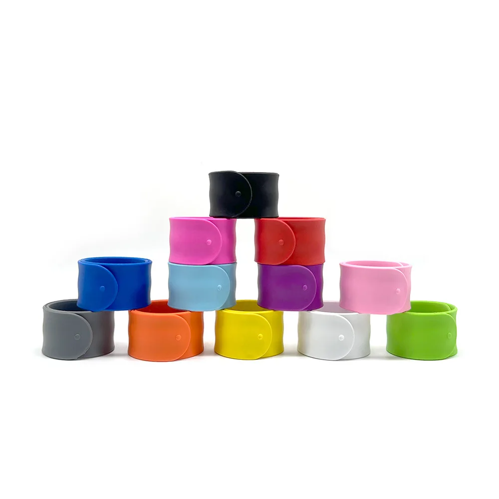 Kids Slap Bracelets Flexible Self-Rolling Wristwear Soft Clap Circle Silicone Wristbands Children Toy Gift Bracelet 2Pcs