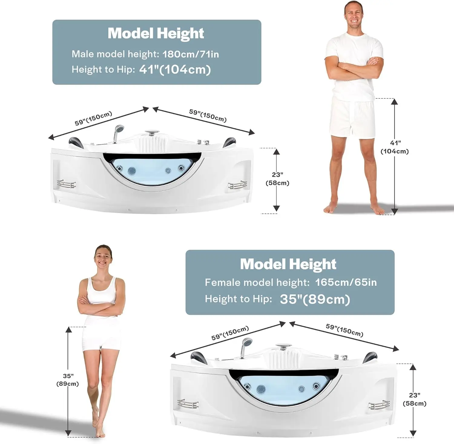 Corner Whirlpool Tub 2 Person Whirlpool Bathtub Corner Jetted Bathtub with Heater Corner Jetted Tub with Light Spa Bath tub 5