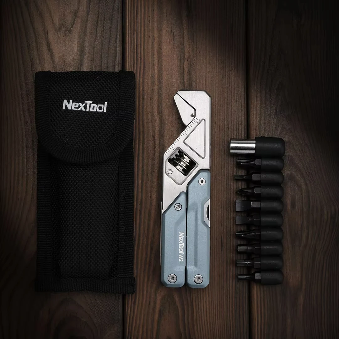 NexTool W2 라이트 렌치 8-in-1 렌치 드라이버 세트 야외 캠핑 EDC 휴대용 도구 다기능 접이식 펜치