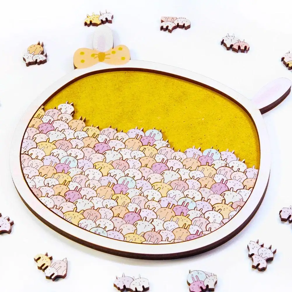 4 styles Wooden Puzzle Creative Gifts Stress Relief Puzzle Home Decor Rabbit Dog Snowman Cat Cartoon IQ Puzzles Jigsaw Toys