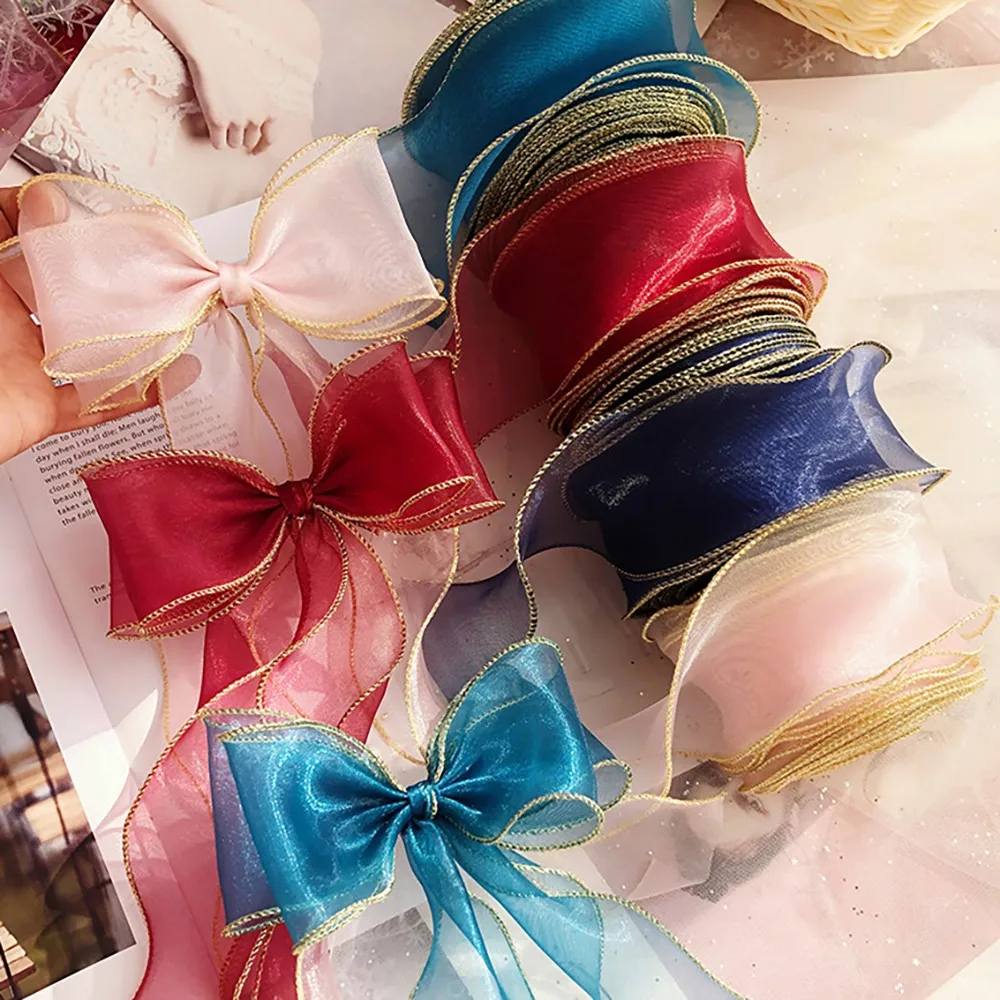 Chainho,Gauze Ribbon,Solid Color,DIY Handmade Bow Tie Materials,Gift Flower Packaging Accessory,Width:58mm,SD13