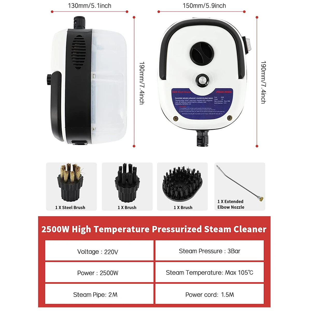 Description Picture 3 of itemHigh temperature and high pressure steam cleaning machine Air conditioning kitchen household 2500W cleaning machine