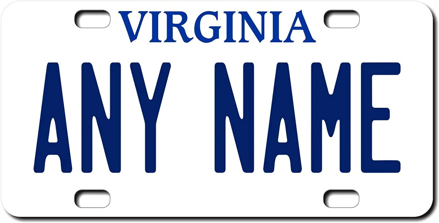 

TEAMLOGO Personalized Virginia License Plate - Version 2 - Size FRP Plastic - Made in The USA. Buy Today and it is Ready