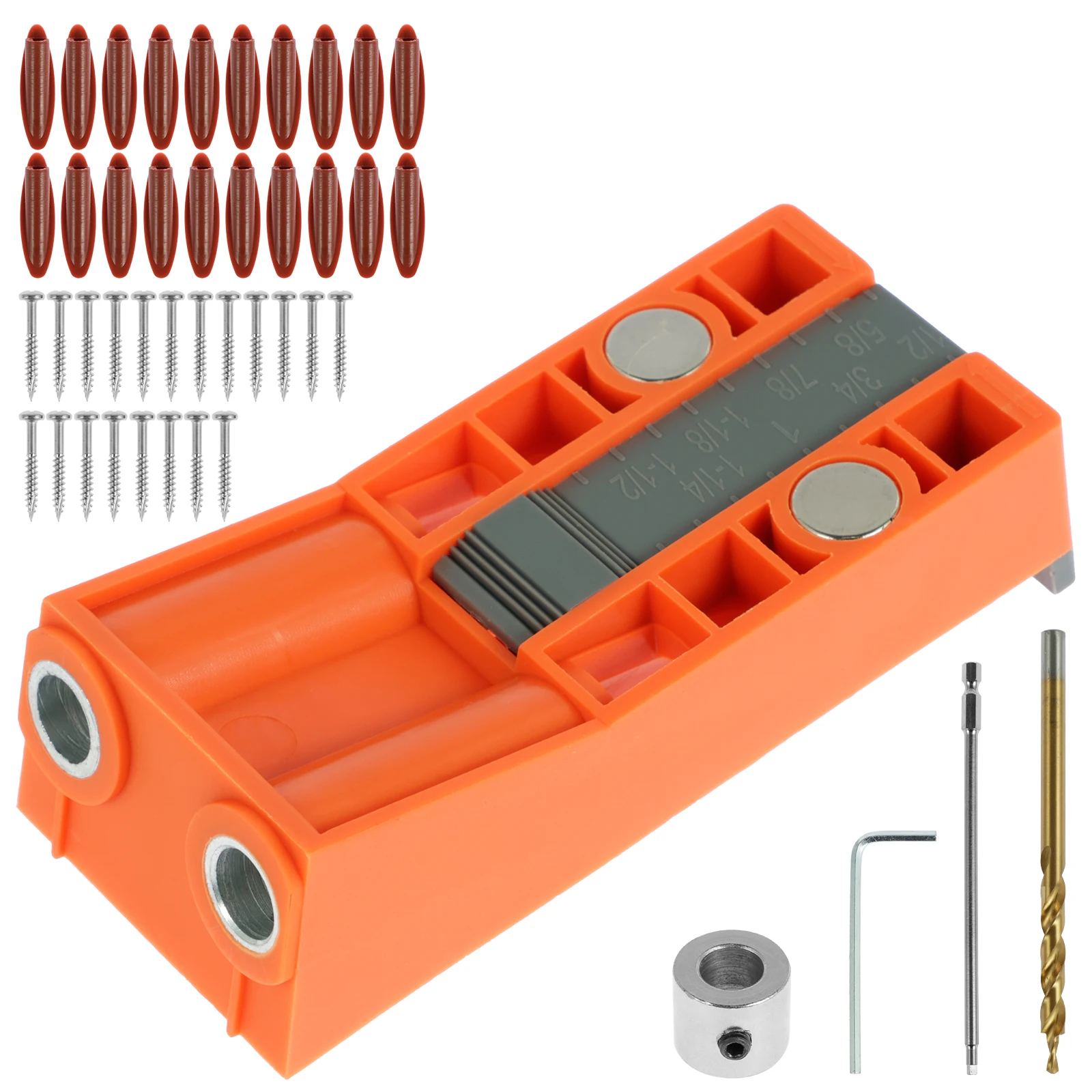 

45Pcs Pocket Hole Jig Kit Adjustable High Precision Hole Drill Guide Portable Punch Locator DIY Joinery Work Woodworking Tool