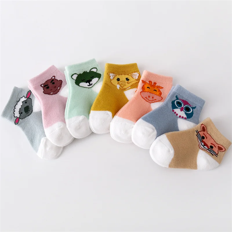 Baby Socks Lawadka 7Pairs/set Summer Mesh Thin Newborn Boys Girls Cotton Cartoon 0-24Month