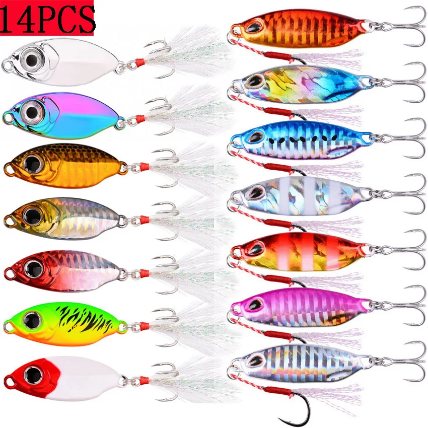 

14PCS 10g 15g 20g Metal Jig Lure Set Slow Jig Shore Casting Jigging Lure Trout Tuna Fish Spoon Sea Bass Hard Bait Fishing Lure