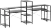 Two Person Computer Desk with Storage Shelves, 109 inches Extra Long Double Workstation Desk with Printer Shelf 5