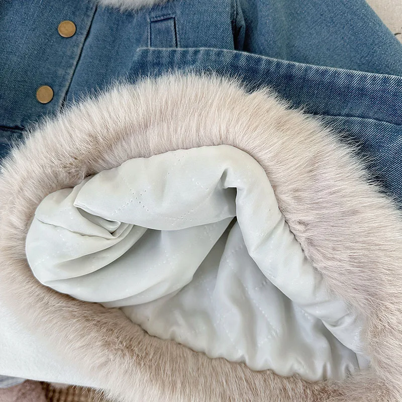 Girls Fleece Padded Cowboy Jacket and Short Skirt Set