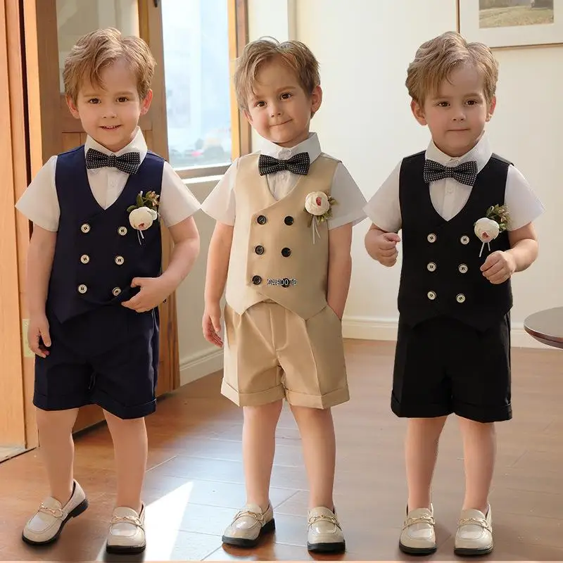 ChildrenSummerVestShortsPerformanceSuitBoysFormalWeddingDress