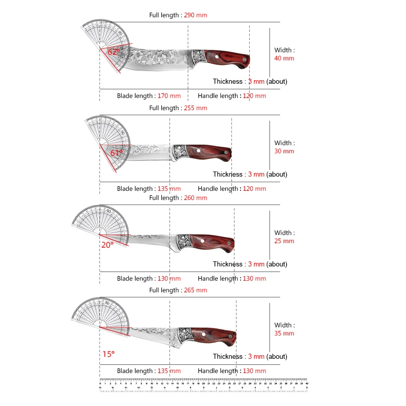 Description Picture 4 of itemHand Forged Blade Butcher Boning Knife Wood Handle Kitchen Knives Meat Cleaver Chopping Vegetables Chef Knife Slicing Fish Meat