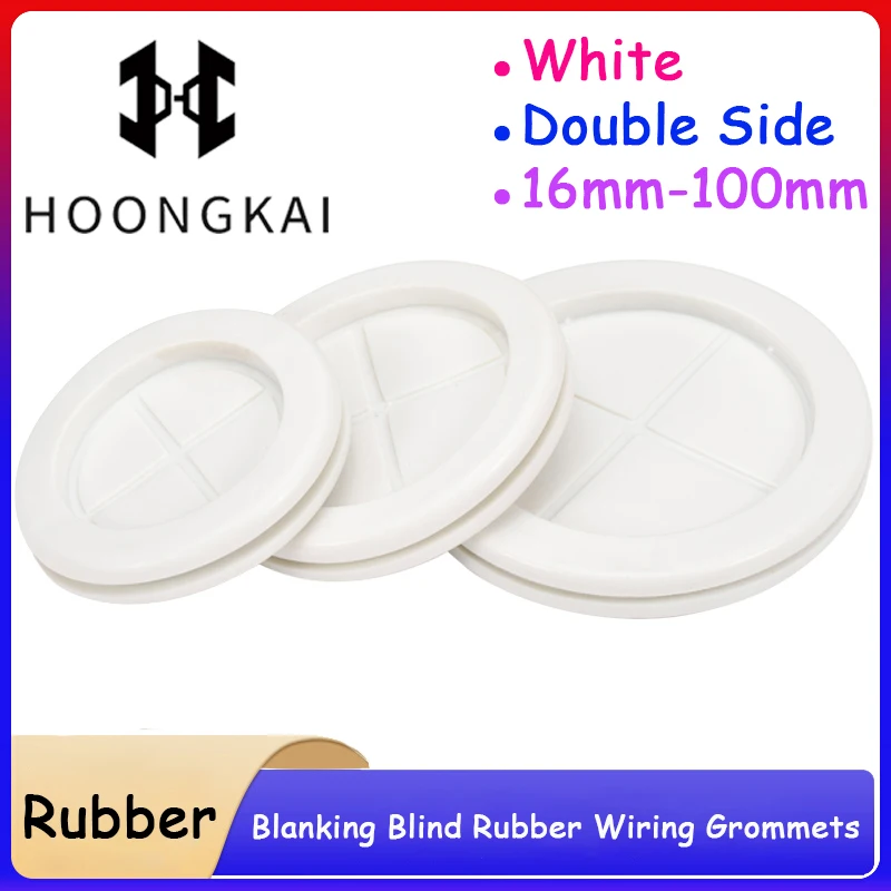 

5pcs 16mm-100mm Double Side Blanking Blind Rubber Wiring Grommets Closed Plug Bungs Protect Plug Round Sealing Ring White