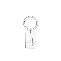 Elegant Stainless Steel Number Key Ring Jewelry Gift (No.4)